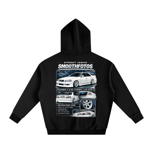 smoothfotos x street iconz “showcase” graphic oversized hoodie